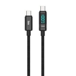 BİX BX09CC-BK SİYAH TYPE-C 100W 1 metre DİJİTAL EKRANLI ŞARJ VE DATA KABLOSU