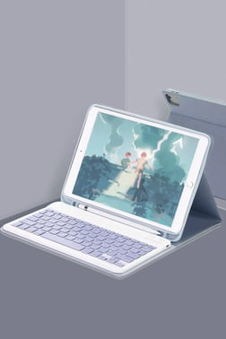 CPT05 iPad 10.2 (9.nesil) Kılıf KC01 Smart Klavyeli Tablet Kılıfı - Lacivert