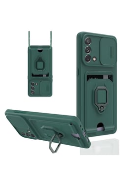 CPT05 Oppo A74 4G Kılıf Zuma Kartvizitli Yüzüklü Silikon - Yeşil