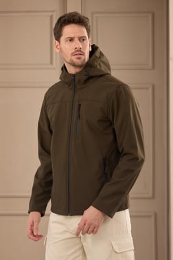 Erkek Su Geçirmez Rüzgar Geçirmez Softshell Mont Haki