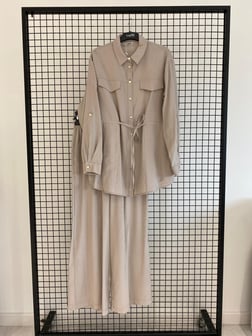 Armine TREND Beli Tünelli Cupra Pantolonlu Takım Taş