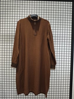 Armine TREND Büyük Beden Önden Fermuarlı Tunik Kahverengi 25YT4160