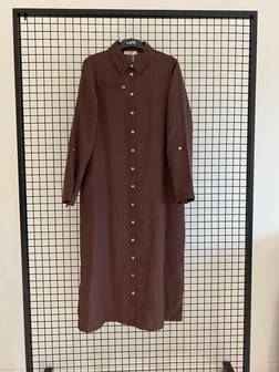 Armine TREND Kol Katlama Detay Düğmeli Tunik Kahverengi 25YT4142