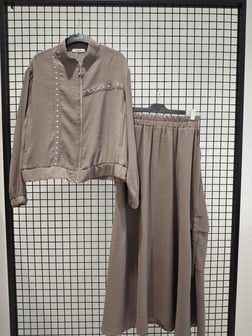 Armine TREND Metal Aksesuarlı Bayan Takım Vizon 25YT686