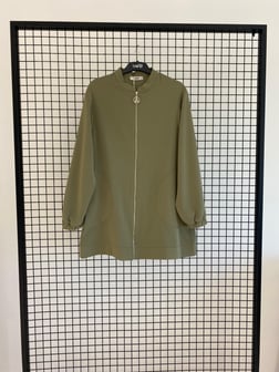Armine TREND Sırtı Taşlı Tunik Krep Kumaş Açık Haki 25YT552