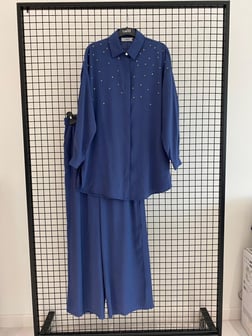 Armine TREND Taş Detaylı Pantolonlu Takım İndigo 25YT6139