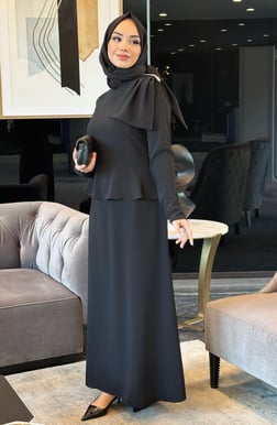 Nihle Bayan Elbise Siyah 5216