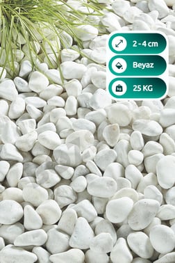 Beyaz Taş 2-4cm Dolomit Taşı Bahçe Süs Akvaryum Taşı Dere Çakıl Taşı 25 Kg