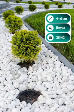 Beyaz Taş 4-6cm Dolomit Taşı Bahçe Süs Akvaryum Taşı Dere Çakıl Taşı 25 Kg