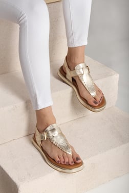 SandaletKadın Gold Hakiki Deri Sandalet