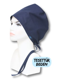 Tesettür Lacivert Tek Renk Cerrahi Bone Doktor Hemşire Sağlıkçı Bonesi Geniş Kesim