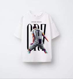 Erkek Çocuk Beyaz CR7 Ronalda Baskılı Tshirt