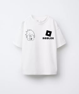 Erkek Çocuk Beyaz Roblox Baskılı Tshirt