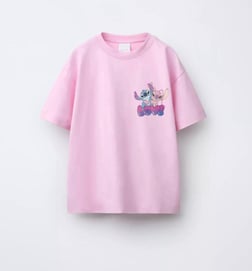 KIZ ÇOCUK PEMBE STİTCH ÇİFT YÖNLÜ BASKILI TSHİRT