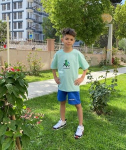 Minecraft Mavi Tshirt Şort Takım(1 beden küçük tavsiye ediliyor:)