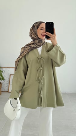 Catherine Üç Bağlamalı Pinterest Yeşil Kimono