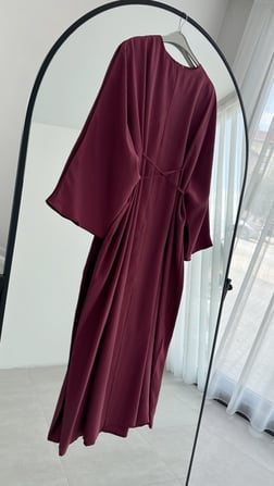 Lanor Tasarım Bağlamalı Premıum Bordo Elbise 