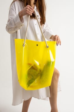 Sarı Kadın Beach Bag Tpu Şeffaf Plaj Çantası