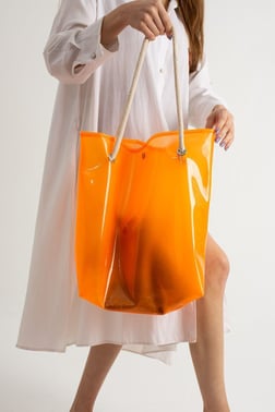 Turuncu Kadın Beach Bag Tpu Şeffaf Plaj Çantası