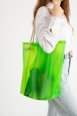 Yeşil Kadın Beach Bag Tpu Şeffaf Plaj Çantası