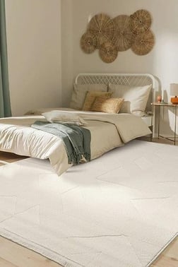 Havana -HV03 Cream Pelüş Dokulu Makine Halısı