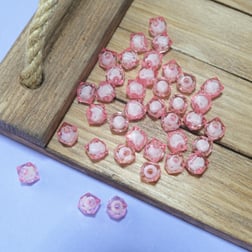 10 MM Pembe İçi Boncuklu Akrilik Küp Model Kübik Boncuk Takı Çanta Yapım Boncuğu (500gr , ~1100 Adet)