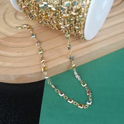 Gold Metal Zincir 5 mm Kare Karışık Renk Boncuklu Zincir Gözlük Zinciri Y Kolye Zinciri 1 Metre