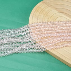 Kristal Boncuk 8 mm Şeffaf Pembe