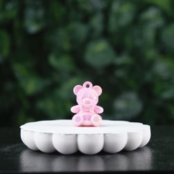 Pembe Janjan Kaplamalı Ayı Figürü 40 mm Ayıcık Akrilik 1 Adet