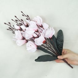 Pembe Yapay Çiçek Buketi Gerçek Dokulu Tomurcuklu 5 Dal 44 cm