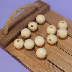 Vernikli Krem Ahşap Boncuk 20 mm İşlenmemiş Ahşap Boncuk 1 Kg