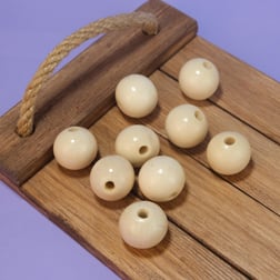 Vernikli Krem Ahşap Boncuk 25 mm İşlenmemiş Ahşap Boncuk 1 Kg