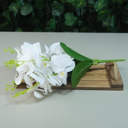 Yapay Islak Orkide 5 Dal Gerçek Dokulu Orkide 44 cm Beyaz