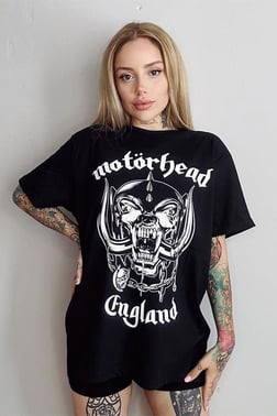 Siyah Motorhead Gotik Unisex T-Shirt