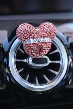 Kırmızı Swarovski Gümüş Baget Taşlı Panda Oto Klima Petek Koku