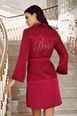 İmaj Bordo Renk Bride Sabahlık