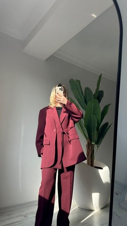 Bağlamalı Bordo Ceket