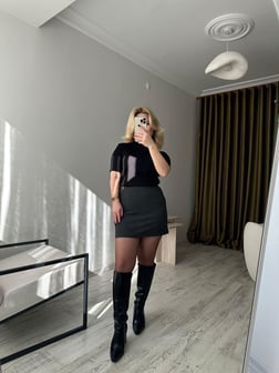 Fermuarlı Antrasit Mini Etek