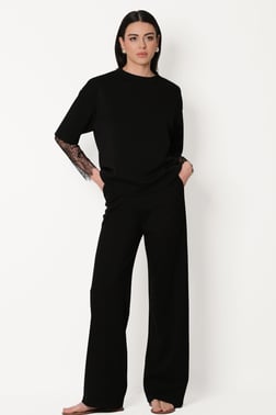 Persilio Beli Lastikli Bol Paça Pantolon SİYAH