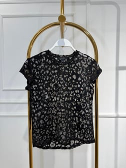 Leopar Desenli Transparan Bluz