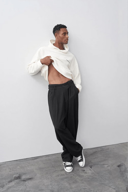 Baggy Fit Kumaş Pantolon - Siyah