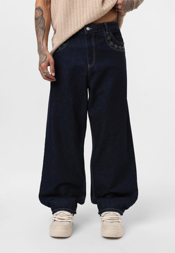 Desenli Basic Baggy Pantolon - Lacivert