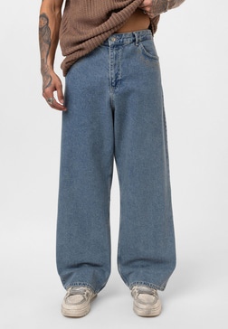 Desenli Basic Baggy Pantolon - Mavi