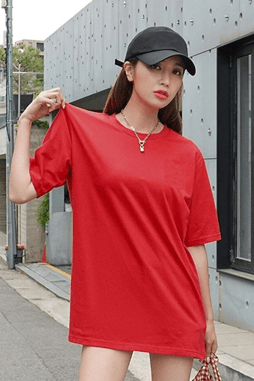 Kırmızı Kadın Oversize T-shirt