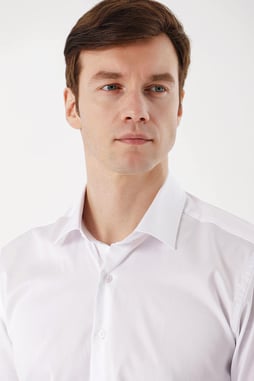 Morven Erkek Beyaz %100 Pamuk Slim Fit Gömlek