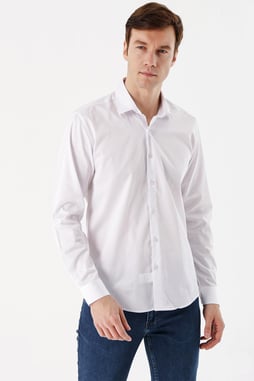 Morven Erkek Beyaz %100 Pamuk Slim Fit Gömlek