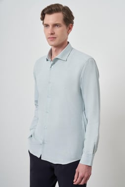 Morven Erkek Yeşil Slim Fit İtalyan Yaka Gömlek