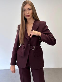 Bordo Premium Kemerli Ceket