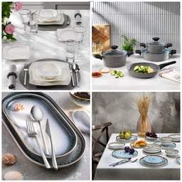 KRM-00052Schafer Platin Sofra & Mutfak Seti | Yemek Takımı+ÇKB+Tencere Seti+2 Çeşit 24 prç Yemek Takımı