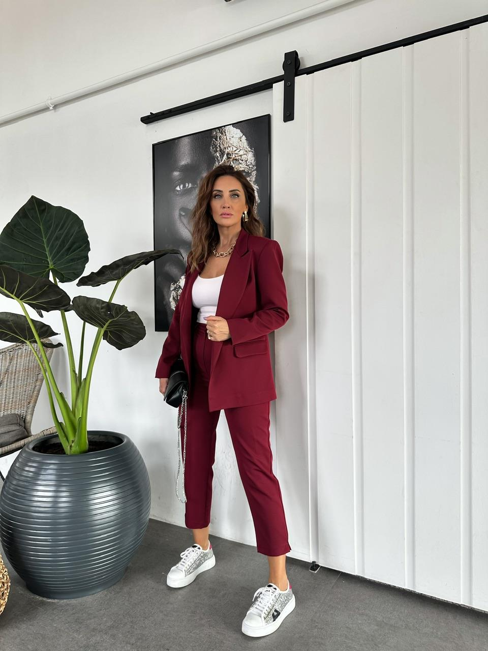 Bordo Ceket Pantolon Klasik Takım